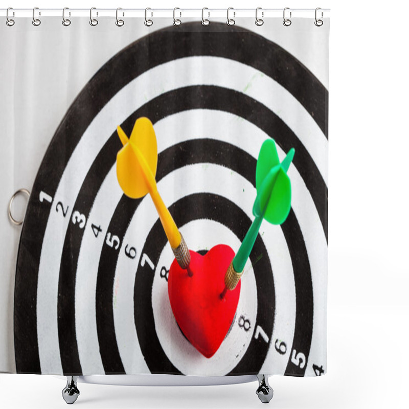 Personality  Black White Target With Two Darts In Heart Love Symbol As Bullseye Shower Curtains