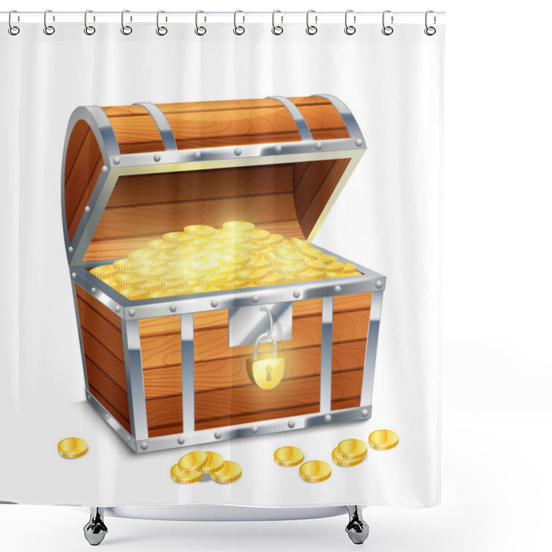 Personality  Chest With Coins Shower Curtains