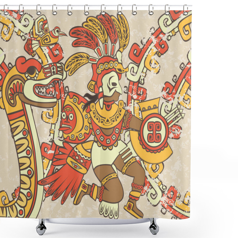 Personality  Bright Background In The Aztec Style Shower Curtains