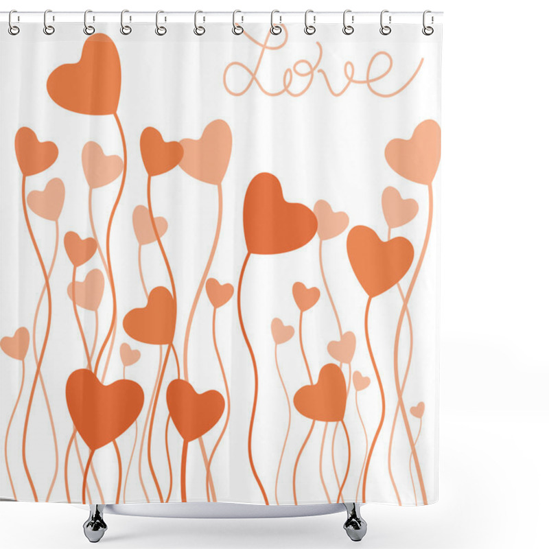 Personality  Vector Illustration Of Red Hearts Shower Curtains