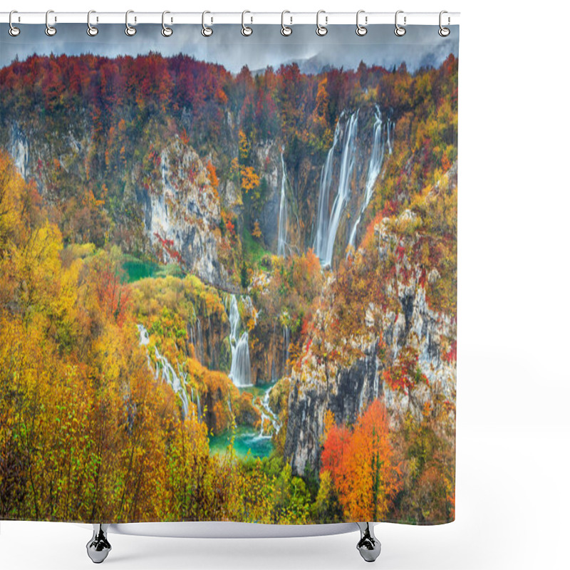 Personality  Spectacular Autumn Landscape With Magical Waterfalls In Plitvice Lakes,Croatia Shower Curtains