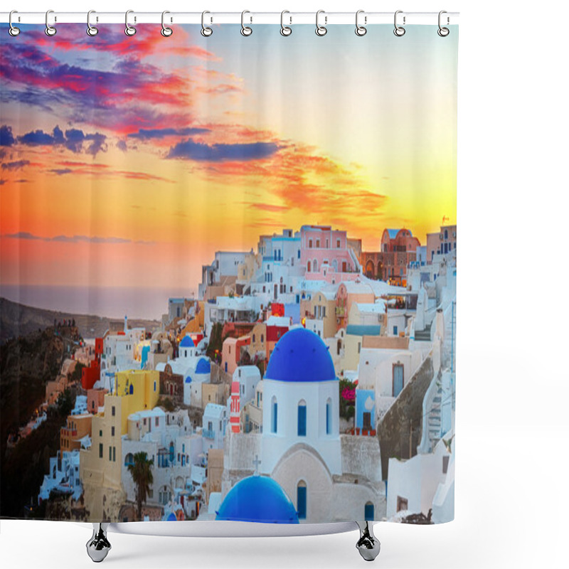 Personality  Oia, Traditional Greek Village Shower Curtains