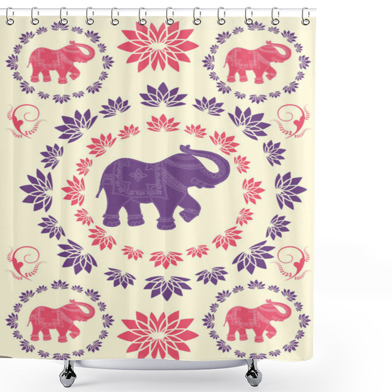 Personality  Festive Typical Indian Elephant Background Shower Curtains