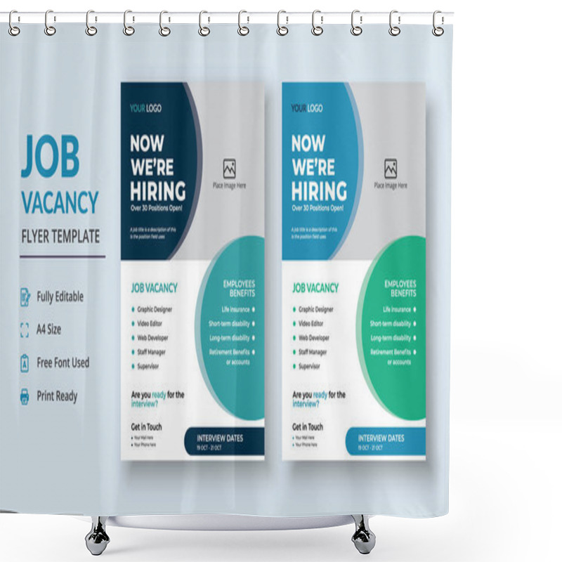 Personality  Job Vacancy Flyer Template, Job Recruitment Flyer Template, We Are Hiring Job Flyer Template Shower Curtains