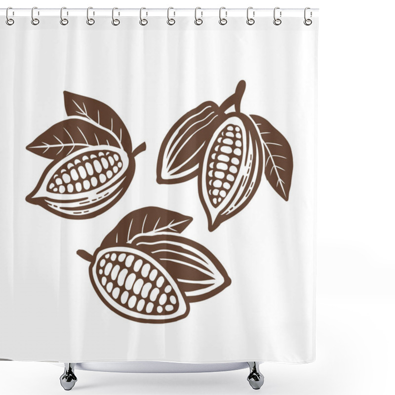 Personality  Cocoa Beans Icon. Set Of Vector Drawings Shower Curtains