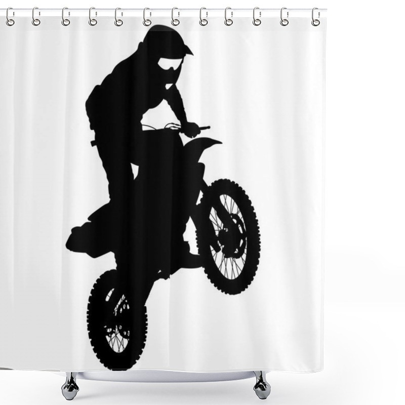 Personality  Rider Participates Motocross Championship.  Vector Illustration Shower Curtains