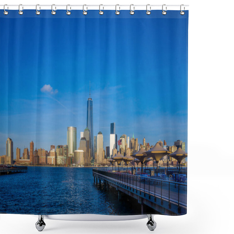 Personality  Manhattan Skyline From Jersey At Twilight, New York City Shower Curtains