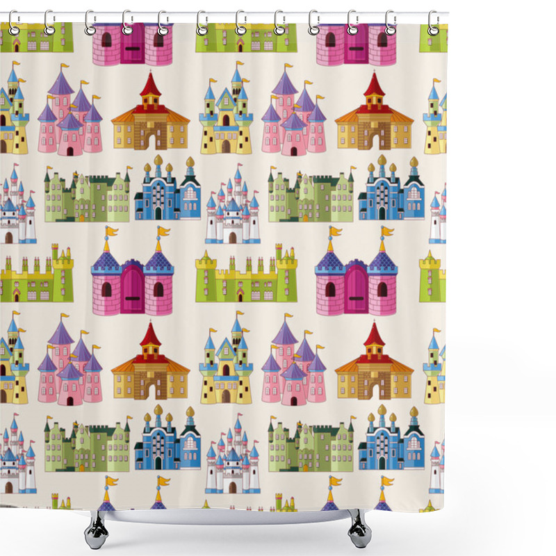 Personality  Cartoon Fairy Tale Castle Seamless Pattern Shower Curtains