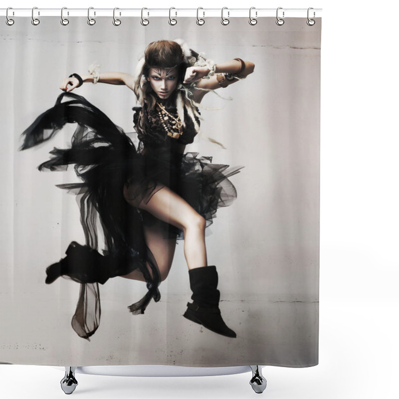 Personality  Dynamic And Active Sensual Female Jumping Shower Curtains