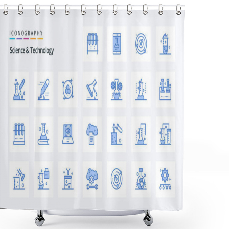 Personality  25 Science And Technology Blue Icon Pack Shower Curtains