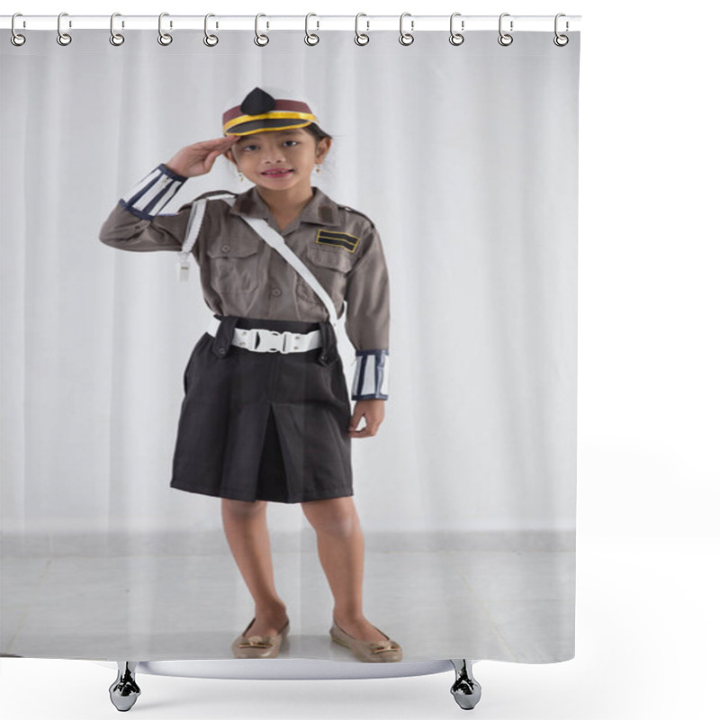 Personality  Kid Pretending To Be Police Officer Shower Curtains