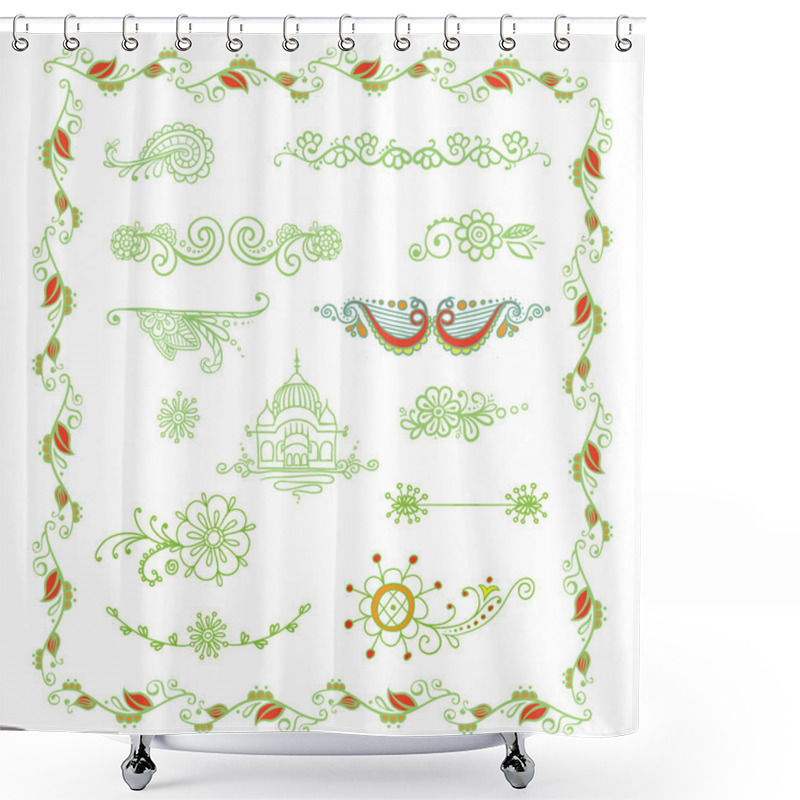 Personality  Hand-sketched Floral Vignettes. Shower Curtains