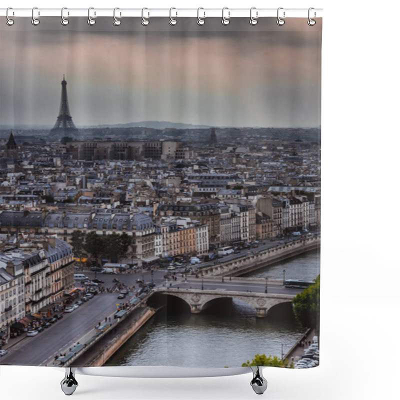 Personality  Panoramic View On Paris And Seine From Notre Dame Cathedral Shower Curtains