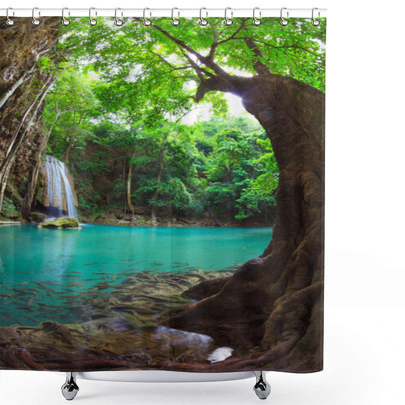 Personality  Erawan Waterfall, Kanchanaburi, Thailand Shower Curtains