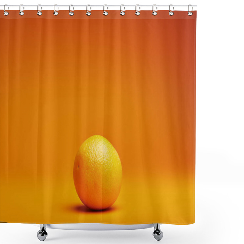 Personality  Close-up View Of Fresh Ripe Whole Orange On Orange Background  Shower Curtains