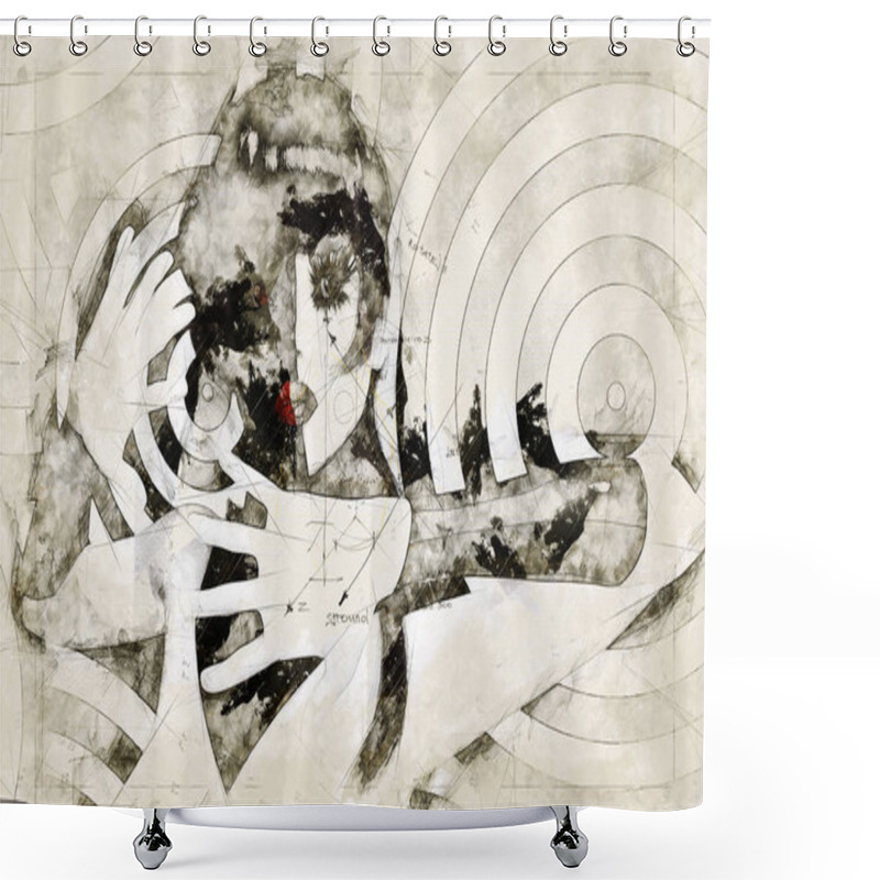 Personality  Digital Artistic Sketch, Based On A Self-created 3D Illustration Shower Curtains