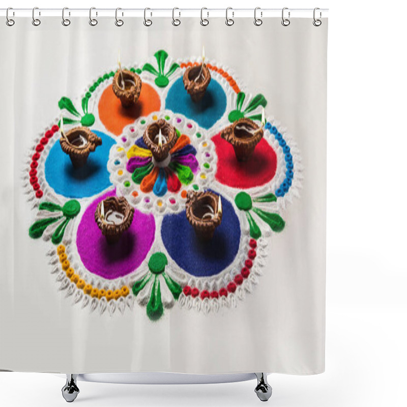 Personality  Rangoli Design Is An Art Form Made During Using Powder Colours During Diwali, Onam, Pongal, Hindu Festivals In India Shower Curtains