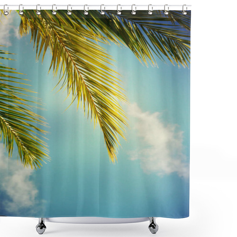 Personality  Palm Trees On The Background Of A Beautiful Sunset Shower Curtains