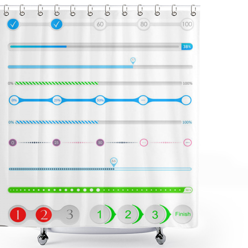 Personality  Set Of Preloaders And Loading Bars Shower Curtains