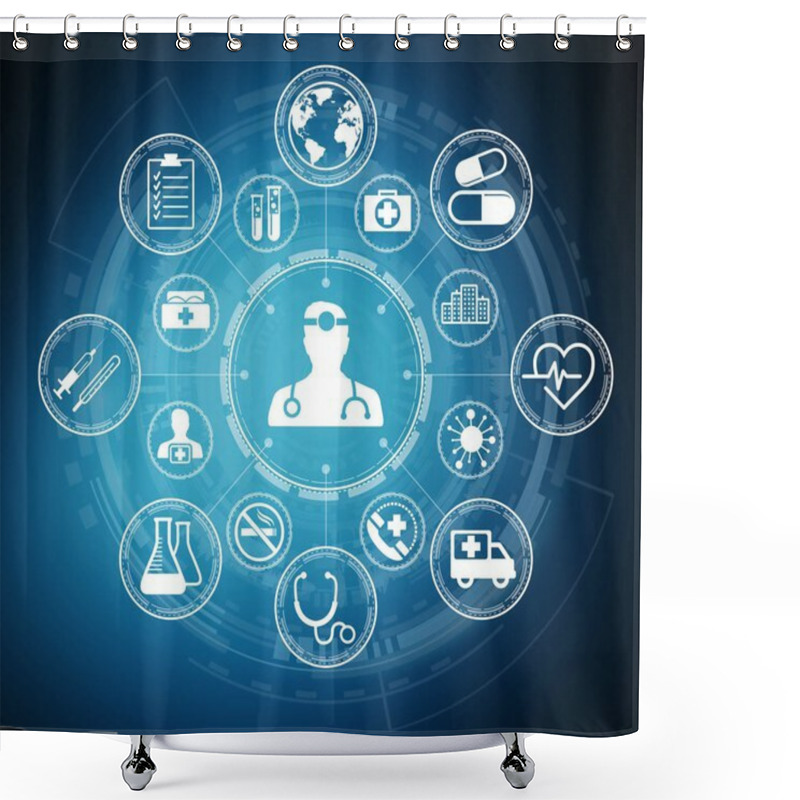 Personality  Modern Medical Interface With Icons 3D Rendering Shower Curtains