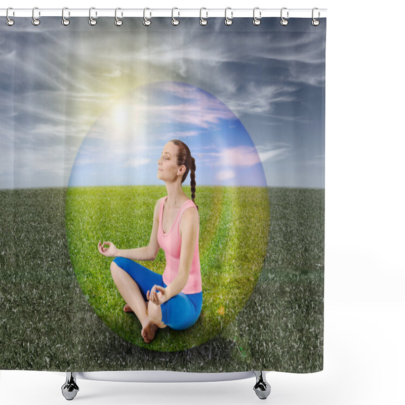 Personality  Meditation Bubble Shower Curtains