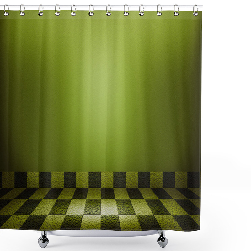 Personality  Green Chessboard Mosaic Room Background Shower Curtains