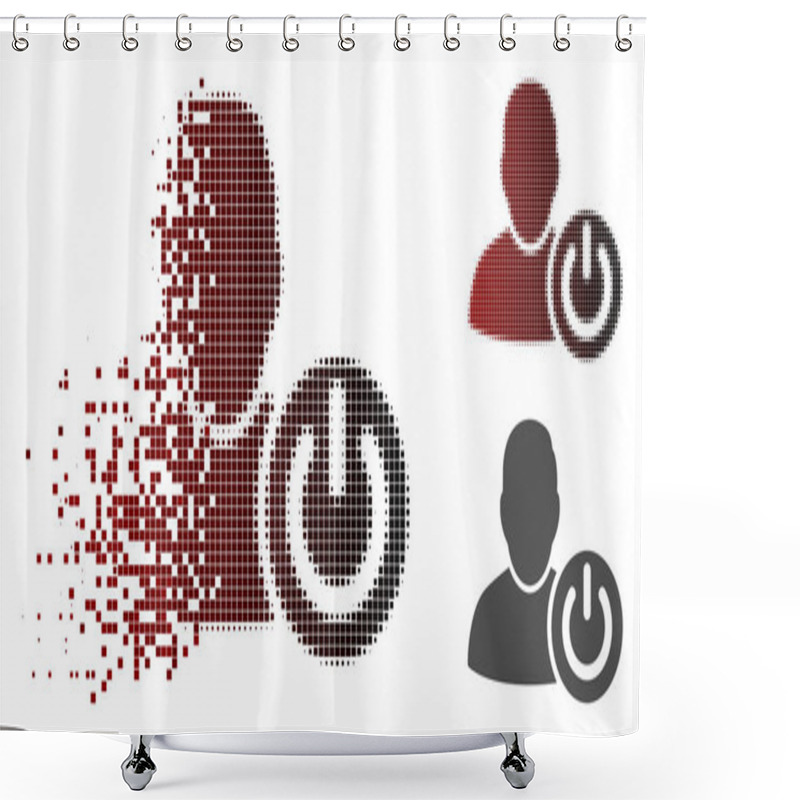 Personality  Dissolved Dotted Halftone User Log Off Icon Shower Curtains