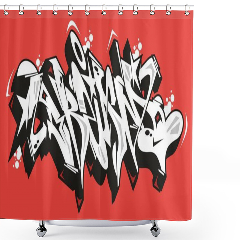 Personality  Abstract Dream Graffiti Font Lettering With A Red Background Shower Curtains