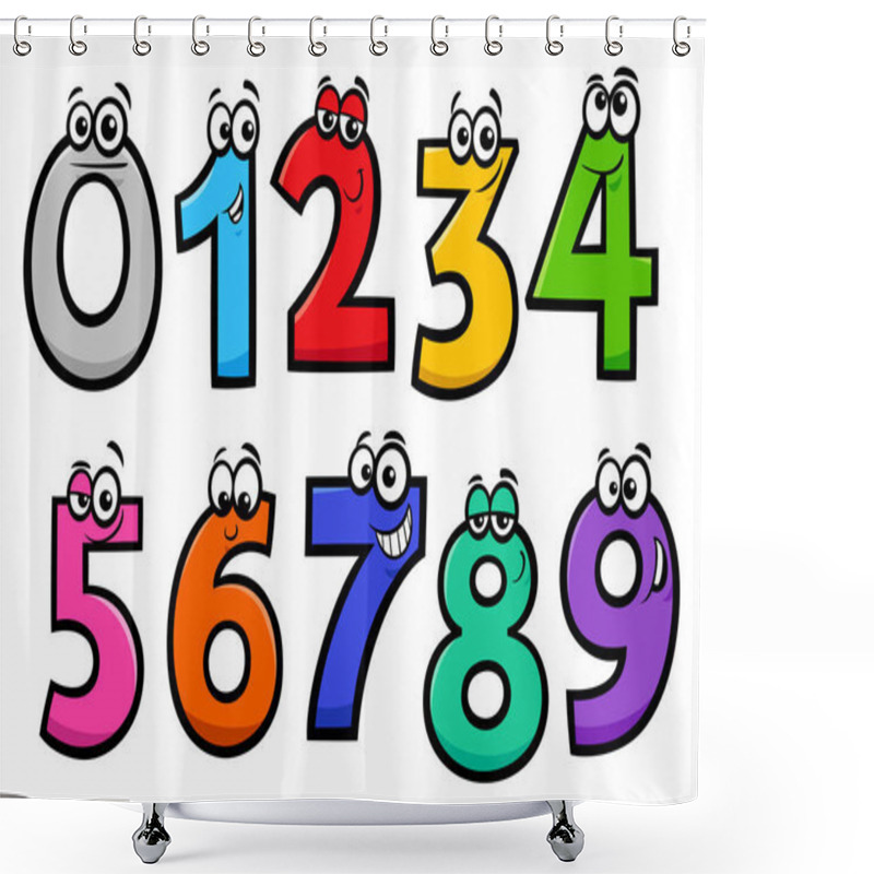 Personality  Educational Cartoon Illustrations Of Basic Numbers Characters Set Shower Curtains