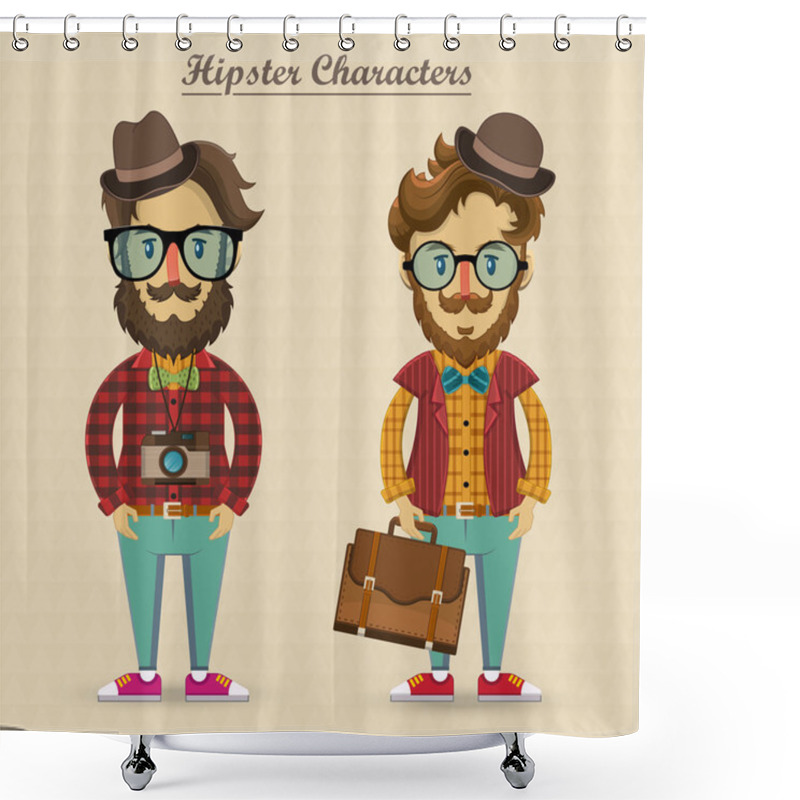 Personality  Hipster Characters Vector Illustration Shower Curtains