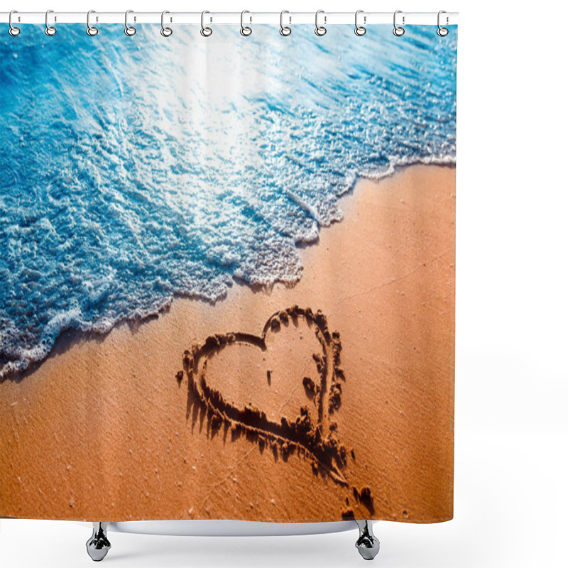 Personality  Beach Heart. Concept Valentines Day On Beach Shower Curtains