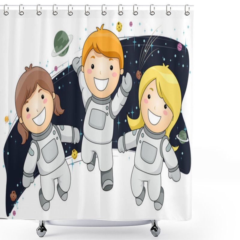 Personality  Astronaut Kids Shower Curtains