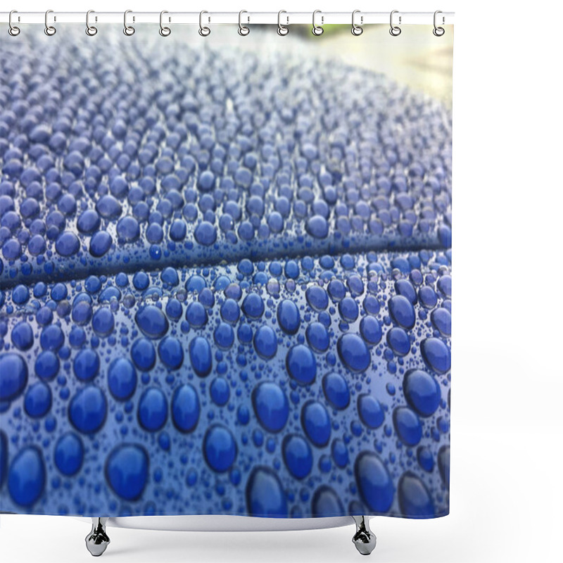 Personality  Close View On Car Paint Polished With Water Drops Beading Shower Curtains