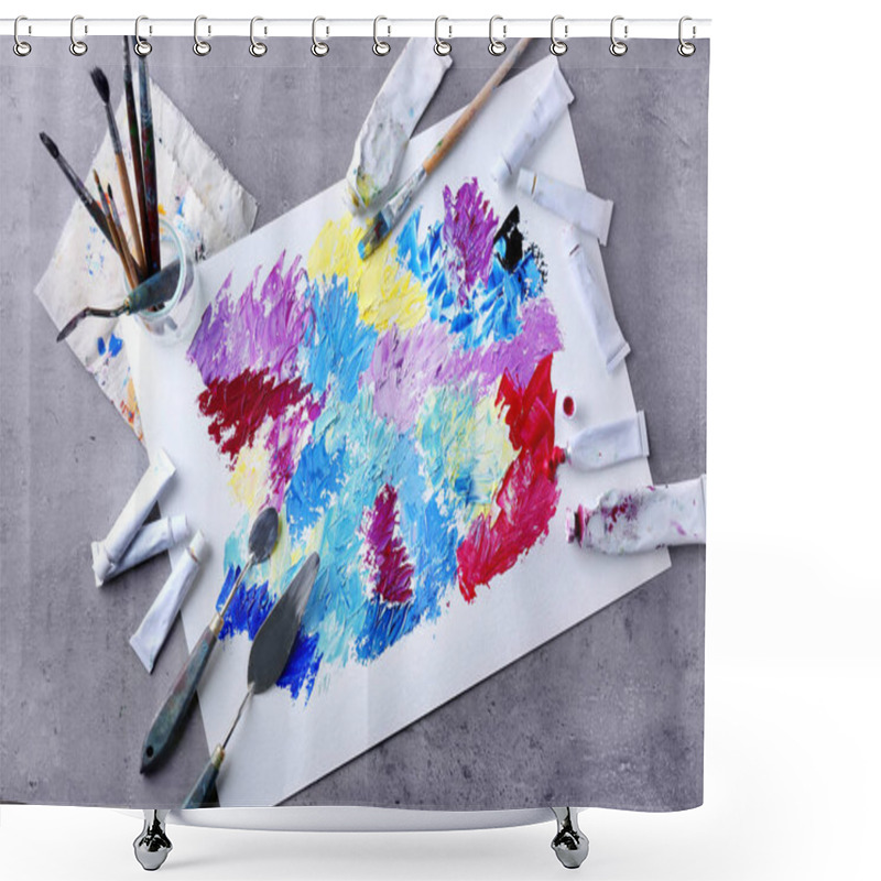 Personality  Paper With Picture Made Of Oil Paint Strokes Shower Curtains