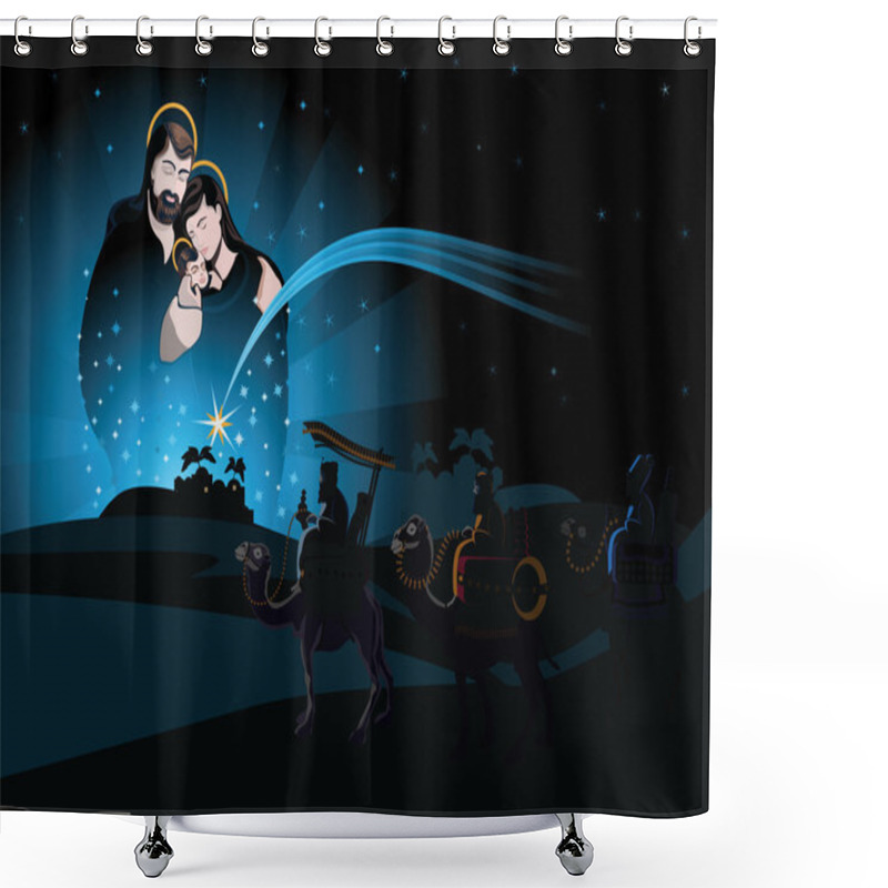 Personality  Nativity Scene And The Three Wise Men Shower Curtains