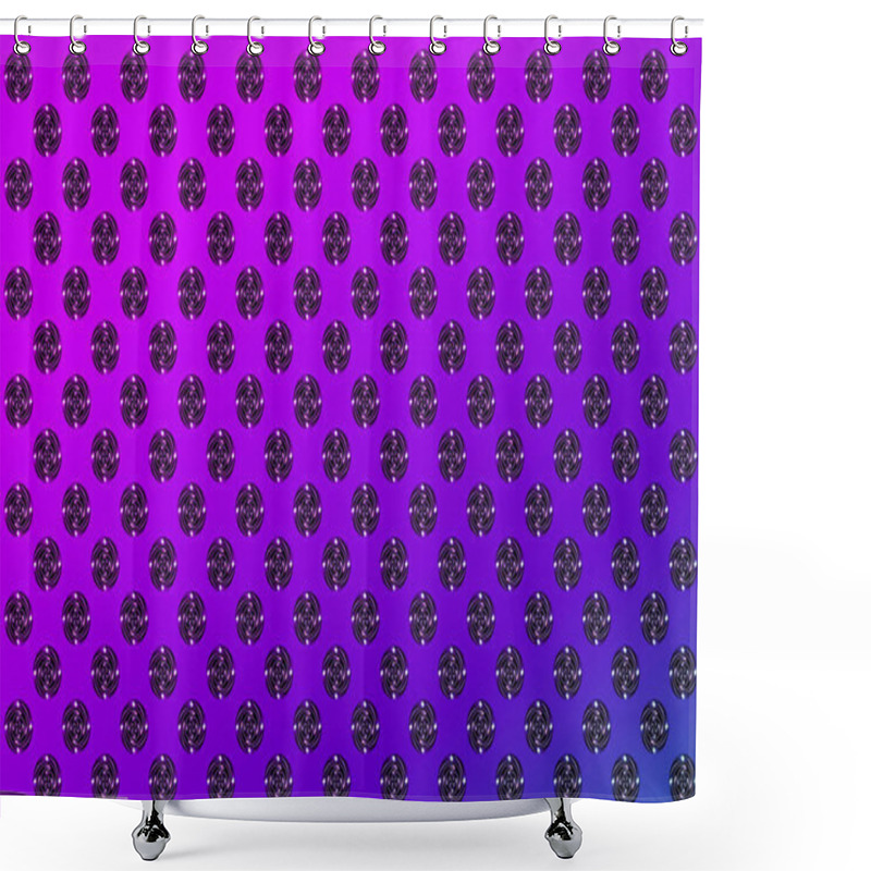 Personality  Circles With A Swirling Pattern Are Arranged In Rows In A Linear Order. Background Image.Identical Circular Patterns Are Arranged In Rows Across The Entire Field Of The Drawing On A Pink-violet Backg. Shower Curtains