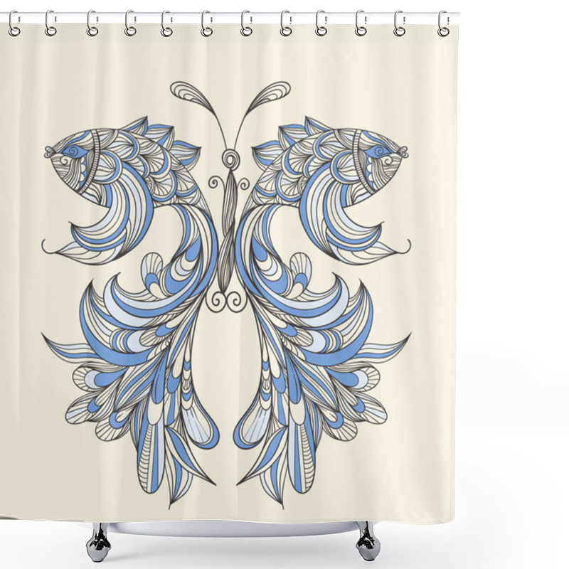 Personality  Vector Concept Butterfly With Wings - Fishes, Fishes Can Be Used Shower Curtains