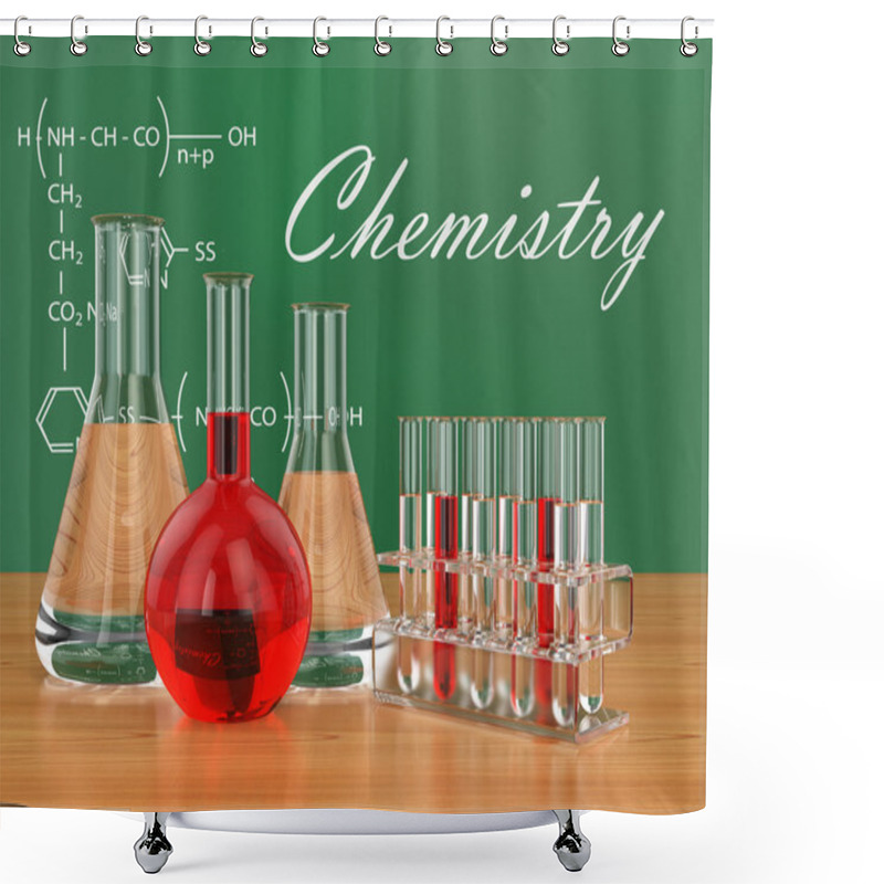 Personality  Chemical Flasks And Blackboard With Formulas. Shower Curtains