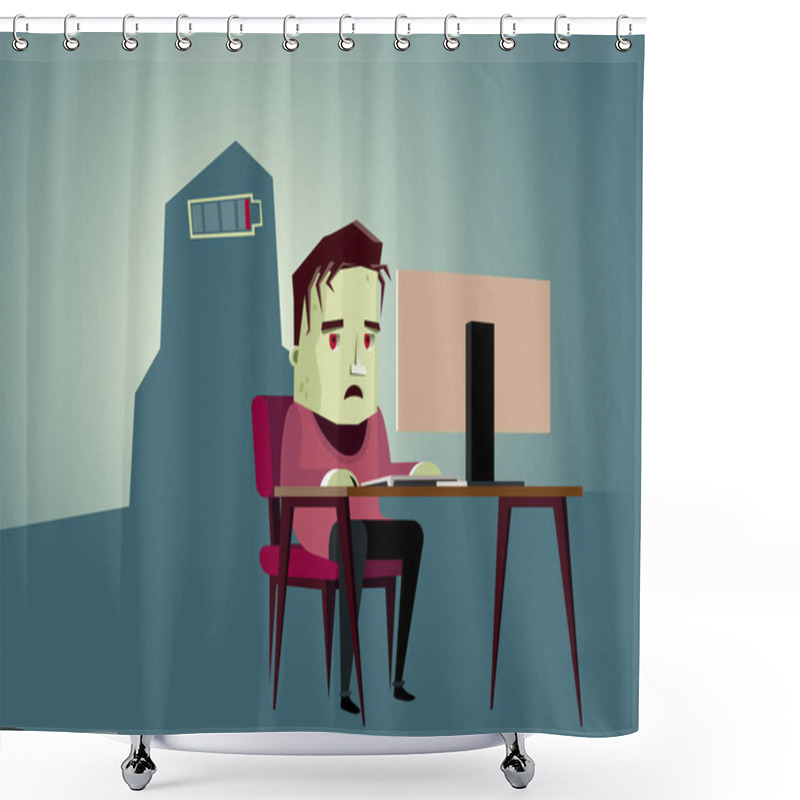 Personality  Tired Zombie  Working Overtime On Computer  Shower Curtains