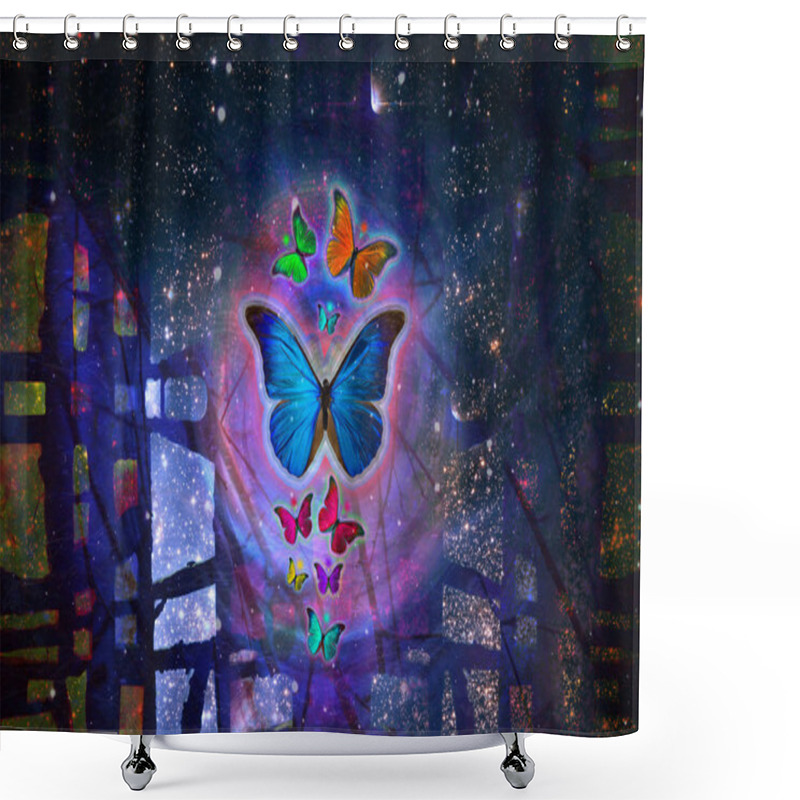 Personality  Abstract Collage Art Shower Curtains