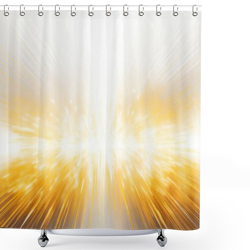 Personality  Gold Horizontal Lines, Symmetrical Composition, Bioluminescence, Pure White Background. Abstract Background Shower Curtains