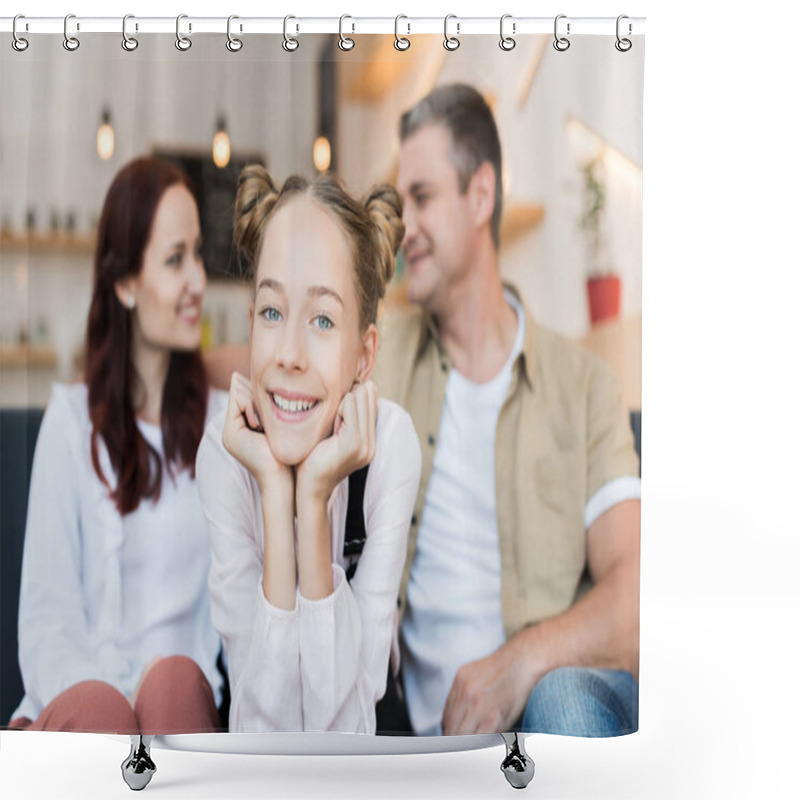 Personality  Beautiful Family In Cafe Shower Curtains