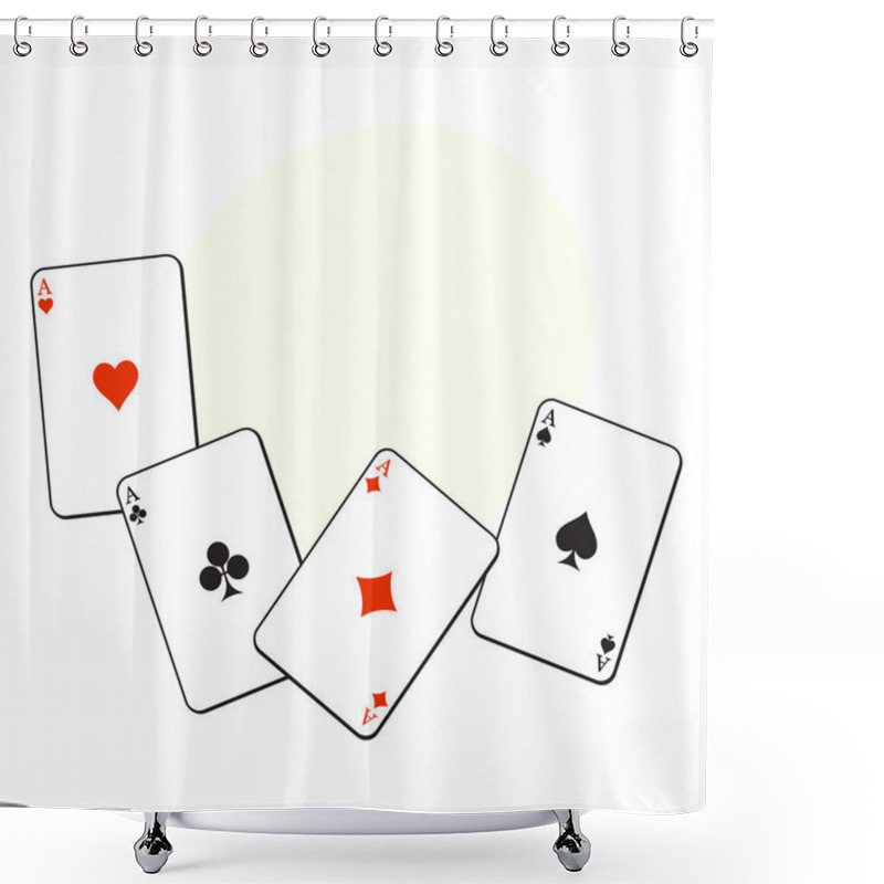 Personality  Set Of Hearts, Spades, Clubs And Diamonds Ace Playing Cards Shower Curtains