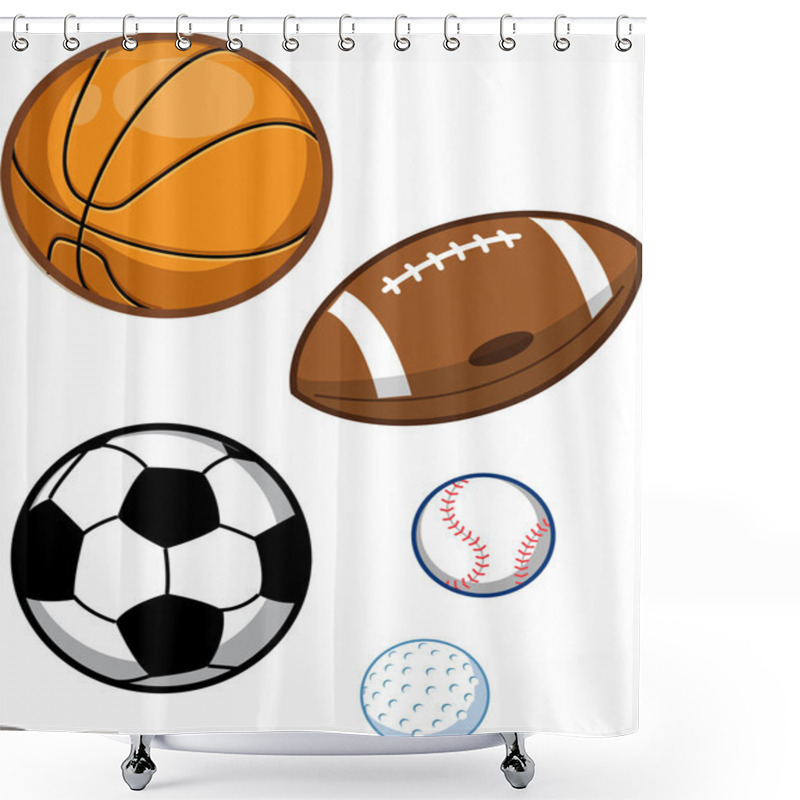 Personality  Assorted Sports Balls Shower Curtains