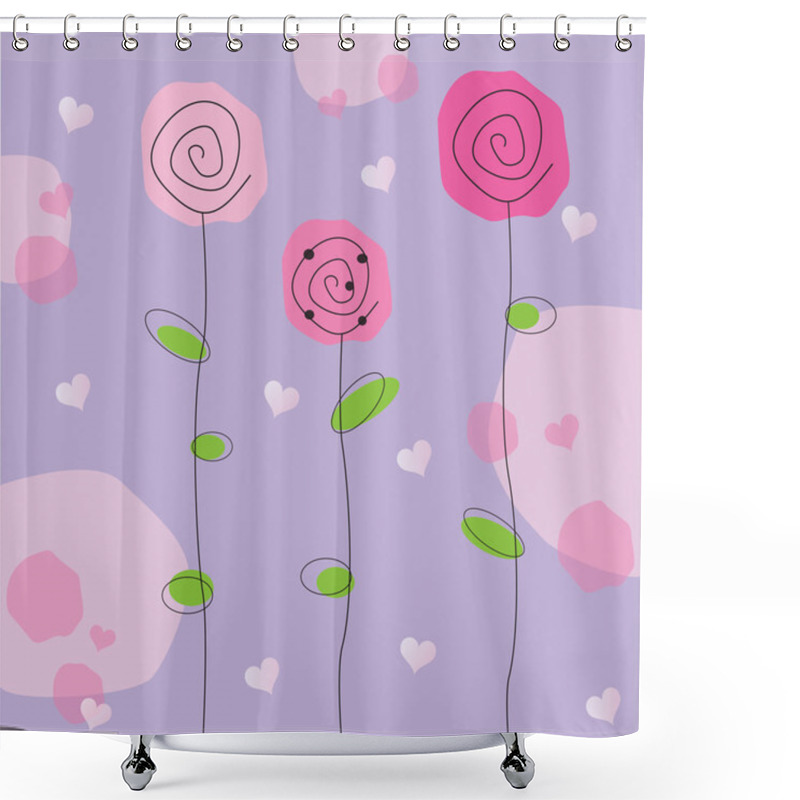 Personality  Pretty Pink And Purple Valentine Flowers Shower Curtains