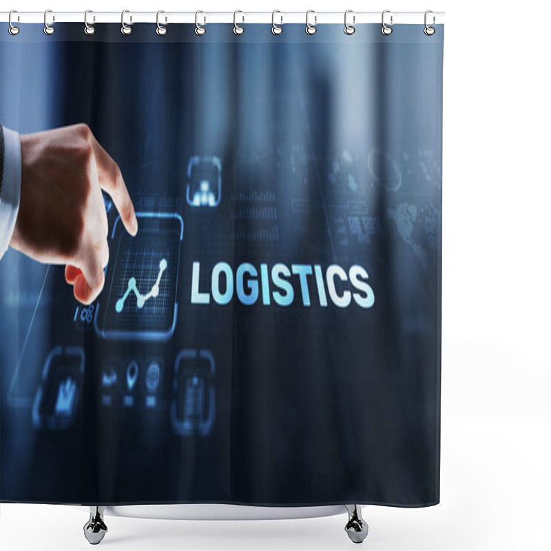 Personality  Logistic Network Distribution And Transport Concept. Goods Delivery. Shower Curtains