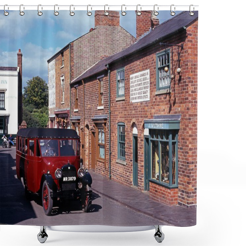 Personality  Vintage Bus Along The Main Victorian Village Street At The Black Country Living Museum, Dudley. Shower Curtains