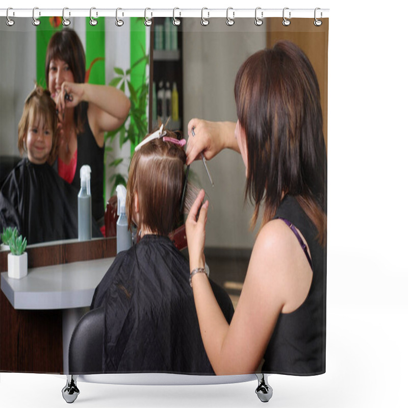 Personality  Hairdresser Doing Haircut For Hair In Barber Shop Shower Curtains