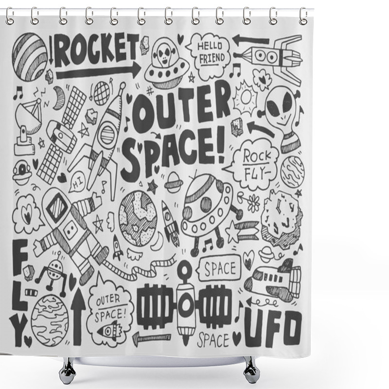 Personality  Doodle Space Element Shower Curtains