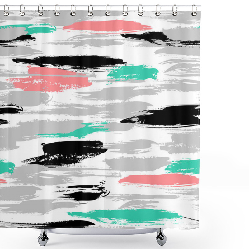 Personality  Pattern With Brushstrokes And Stripes Shower Curtains